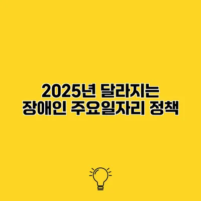 2025년 달라지는 장애인 주요일자리 정책