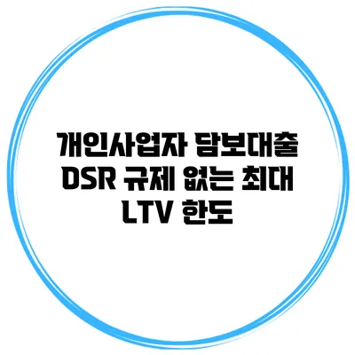 개인사업자 담보대출 DSR 규제 없는 최대 LTV 한도