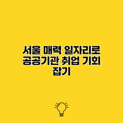 서울 매력 일자리로 공공기관 취업 기회 잡기