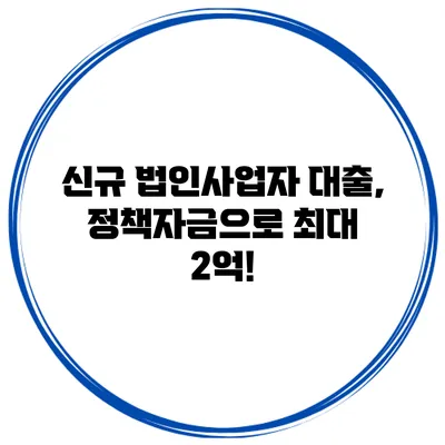 신규 법인사업자 대출, 정책자금으로 최대 2억!