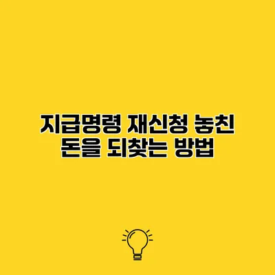 지급명령 재신청 놓친 돈을 되찾는 방법