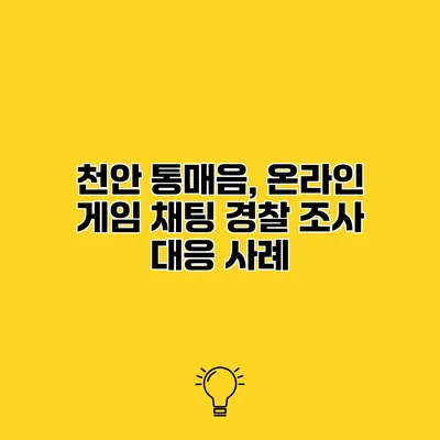 천안 통매음, 온라인 게임 채팅 경찰 조사 대응 사례