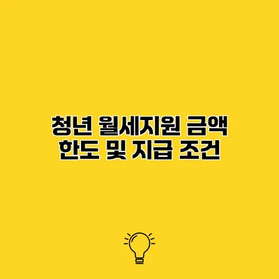 청년 월세지원 금액 한도 및 지급 조건