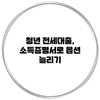 청년 전세대출, 소득증명서로 옵션 늘리기