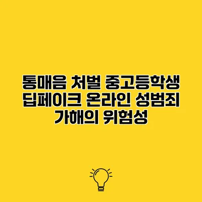 통매음 처벌 중고등학생 딥페이크 온라인 성범죄 가해의 위험성