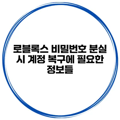 로블록스 비밀번호 분실 시 계정 복구에 필요한 정보들