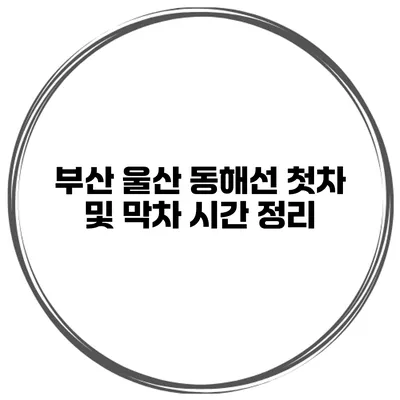 부산 울산 동해선 첫차 및 막차 시간 정리