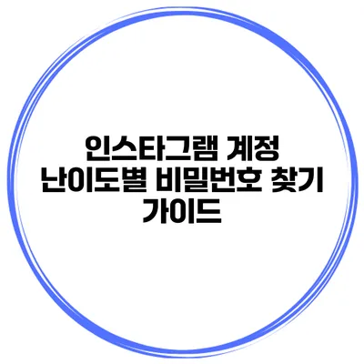 인스타그램 계정 난이도별 비밀번호 찾기 가이드