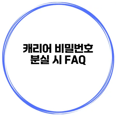 캐리어 비밀번호 분실 시 FAQ