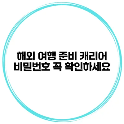 해외 여행 준비 캐리어 비밀번호 꼭 확인하세요